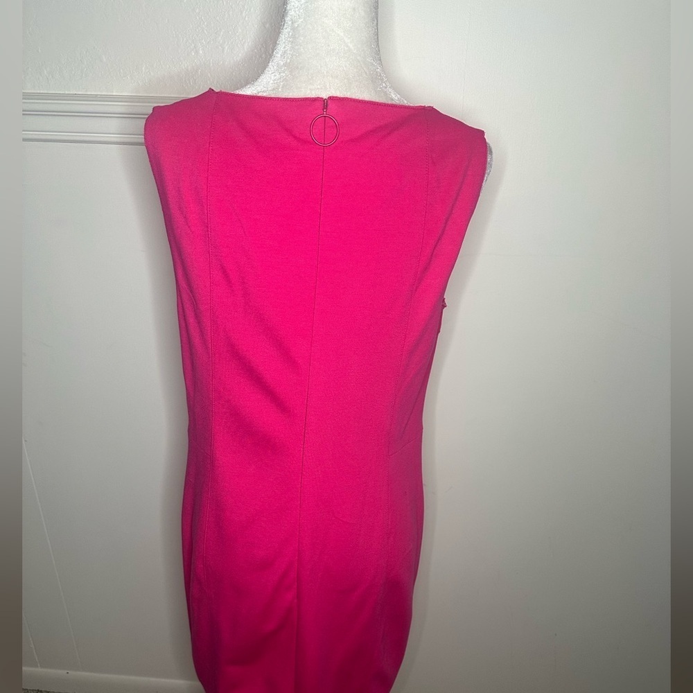 Akris Punto Hot Pink Midi Dress with White Accent Dots - Picture 3 of 10